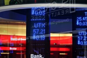 a bank sign in front of a building